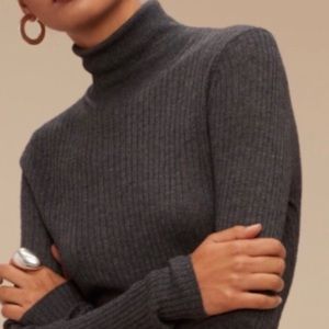 Aritzia Babaton Johannes Ribbed Turtleneck Sweater Grey XS